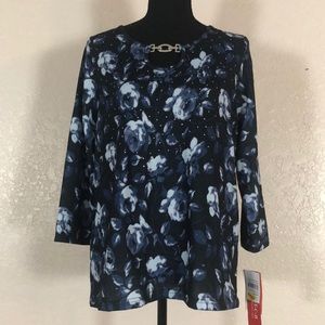 889 🔴NWT Cathy Daniels Long sleeve blouse. SzM